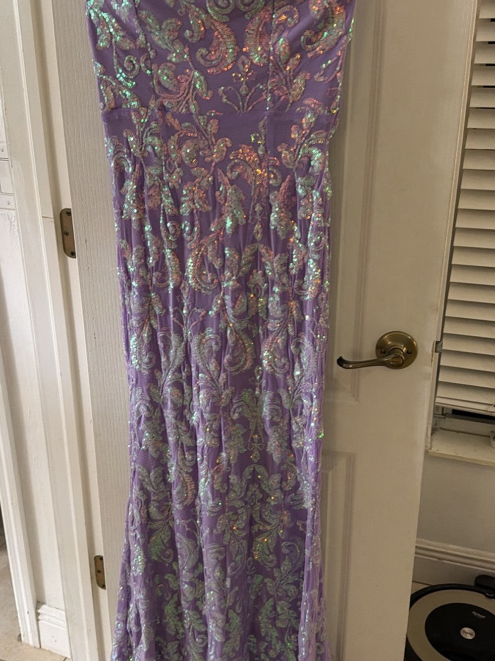 Lavender Sequin Embellished Evening Gown